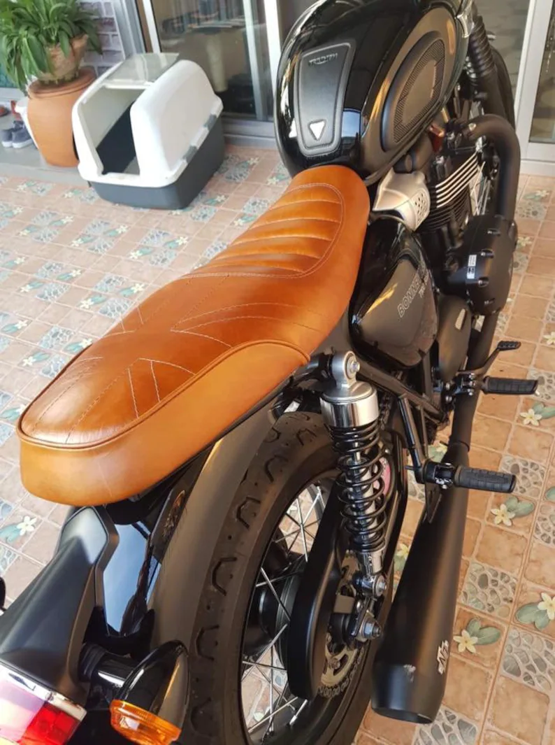 Elite Sport Edition Genuine Leather Seat Triumph T100 T120 ST SC Omega Racer