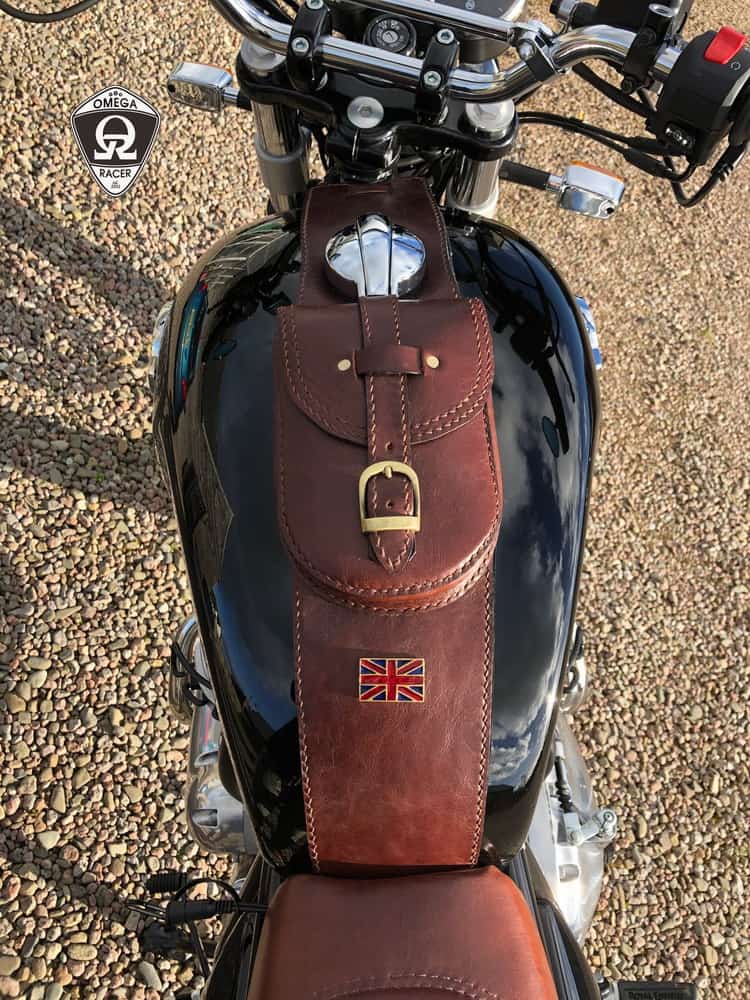 Leather Tank Strap with Pouch | Royal Enfield | Omega Racer